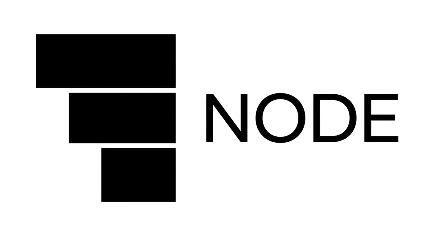 GeminiがPROJECT NODE-01向けに生成した最終ロゴ。三つの長方形要素とNODEロゴタイプ。
